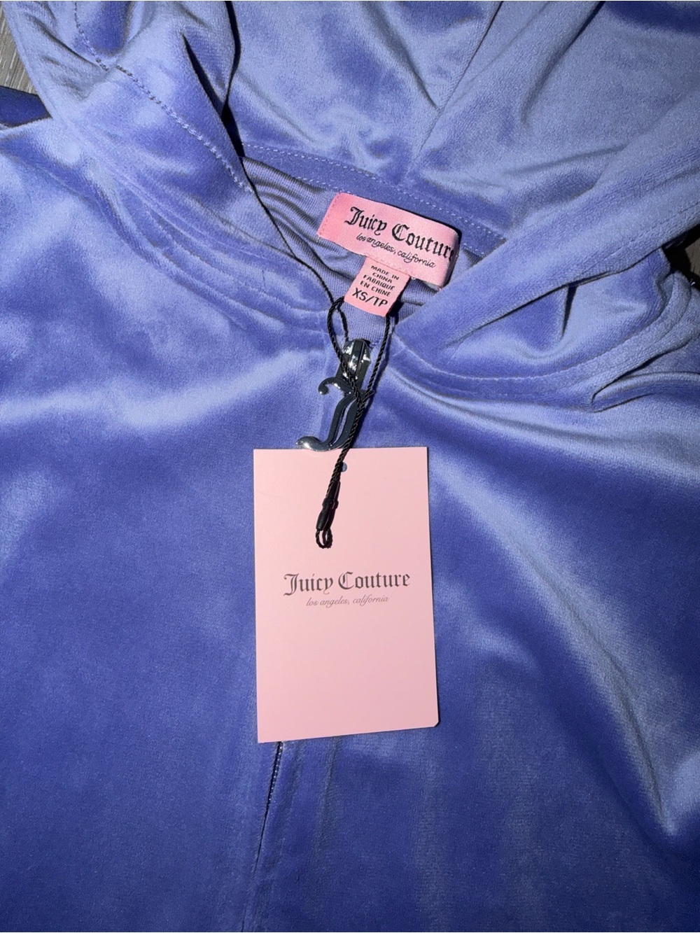💜Juicy Couture💜PeriwinkleVelour Rhinestone Hoodie & Pants - Picture 3 of 9